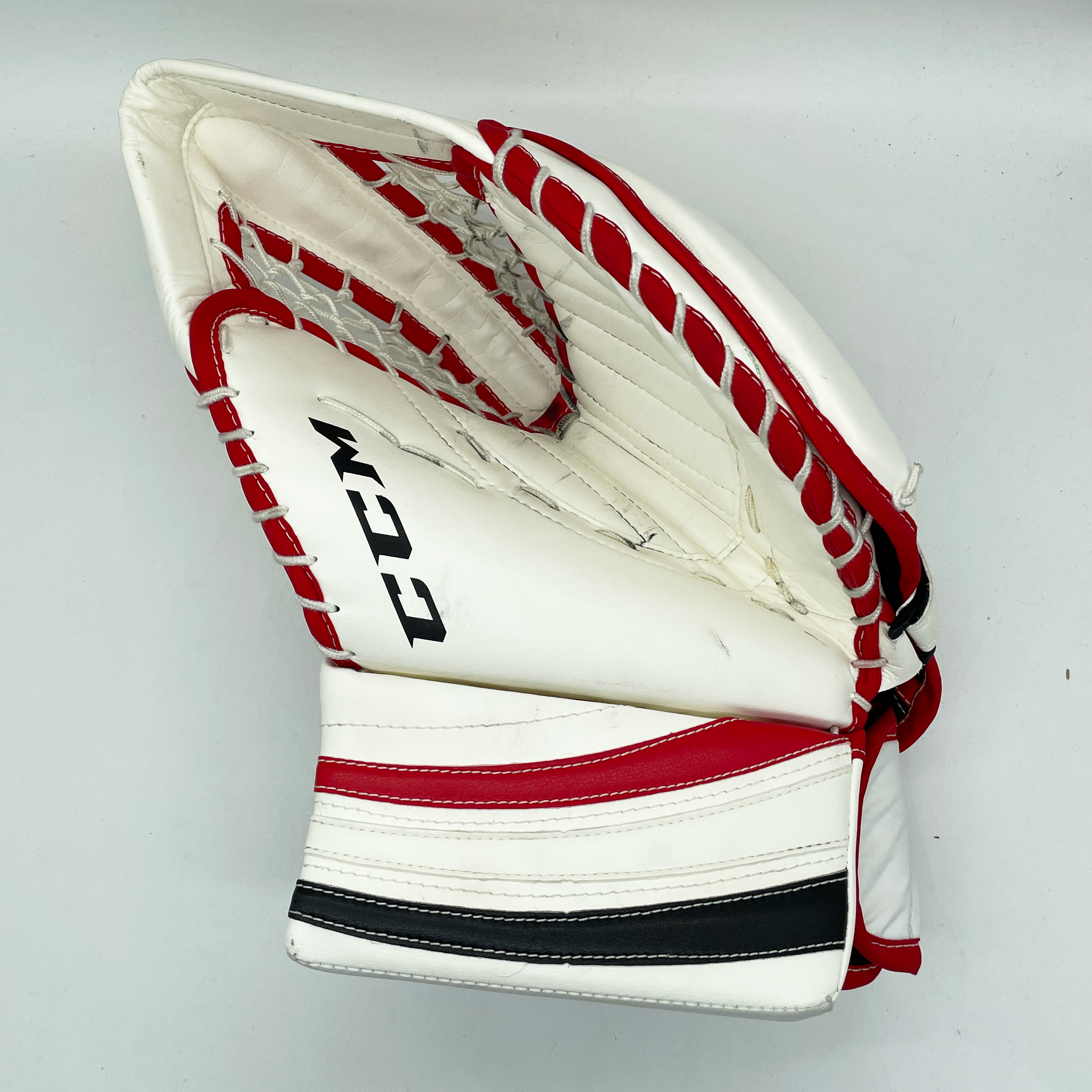 CCM Extreme Flex Pro - Gant de gardien de but Pro Stock d'occasion (blanc/rouge)